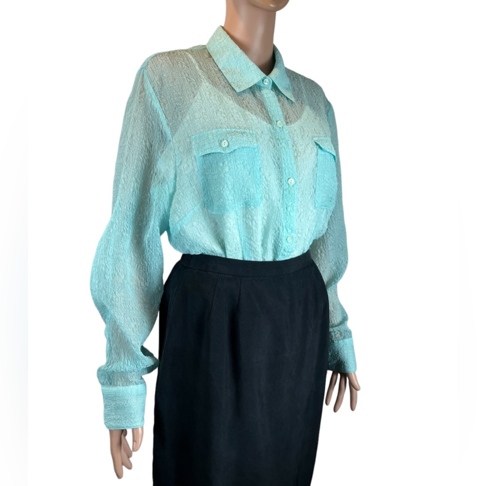 Evan-Picone Adjustable Sleeve Button Up, Mint |16 - Picture 1 of 16